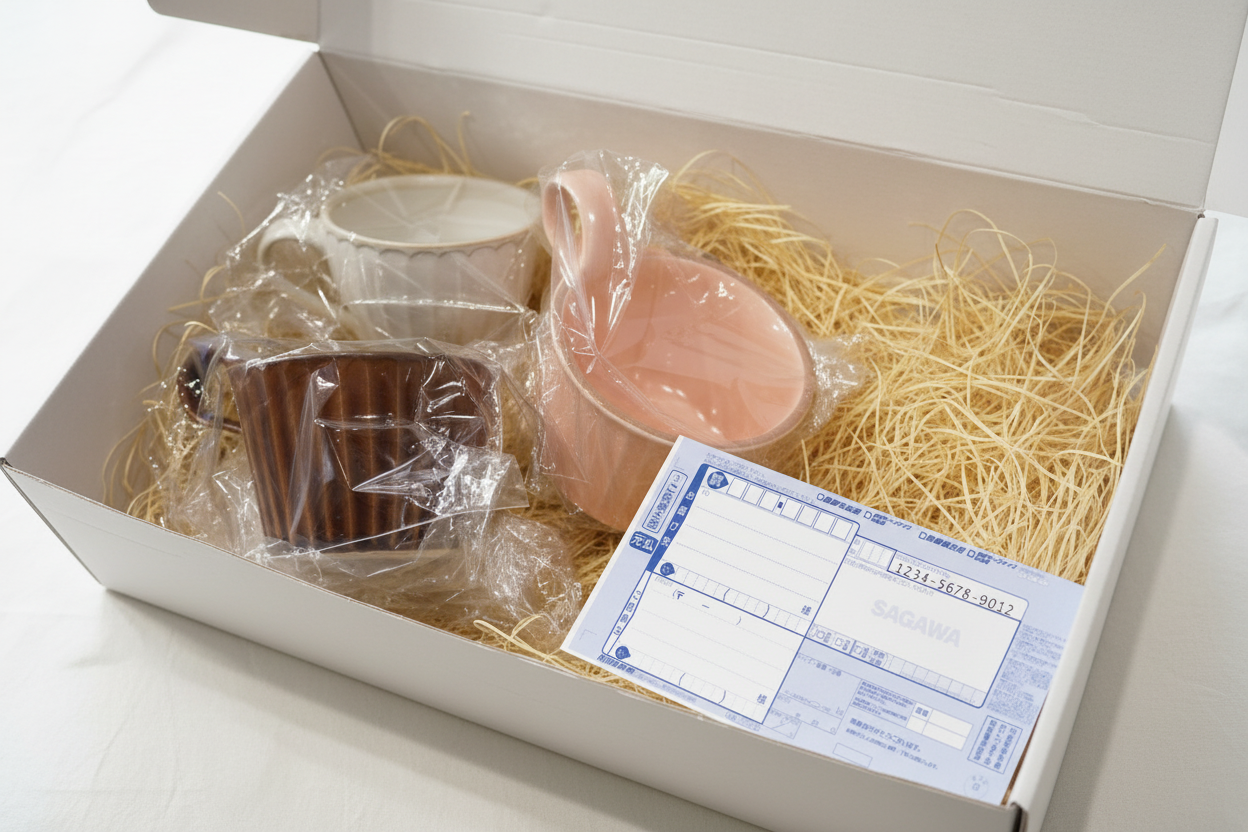 明るさ調整後の返送用伝票同梱イメージ